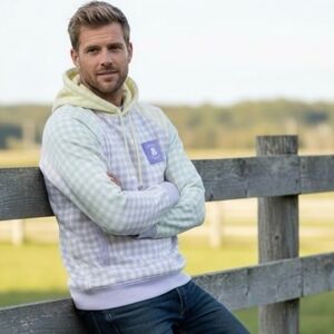 Teddy Fresh Pastel Gingham Check Hoodie Size Large